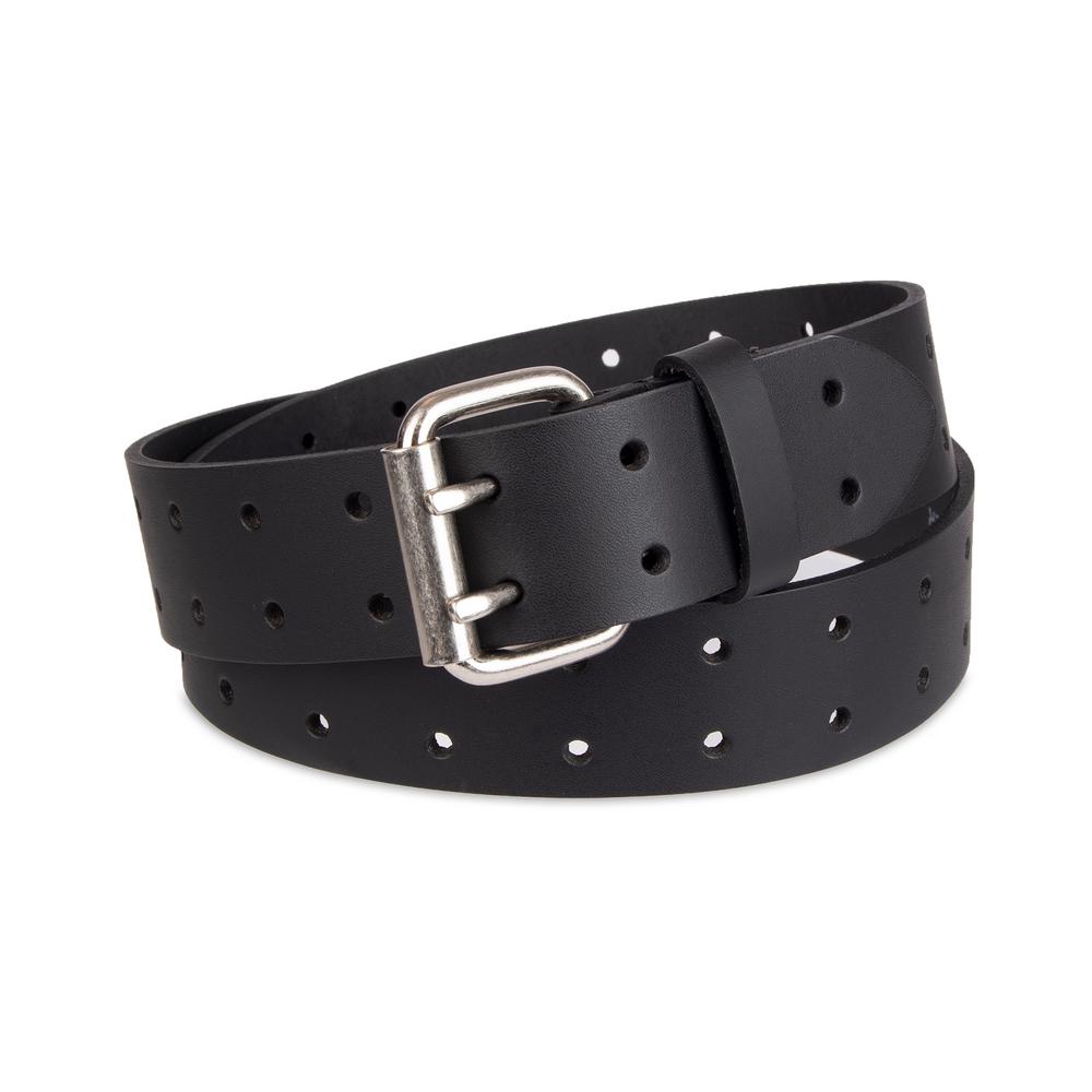 Black Leather Belt Double Pin