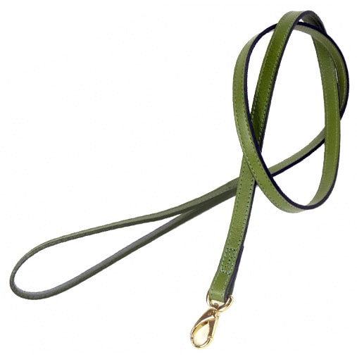 Olive Green Leather Dog Lead