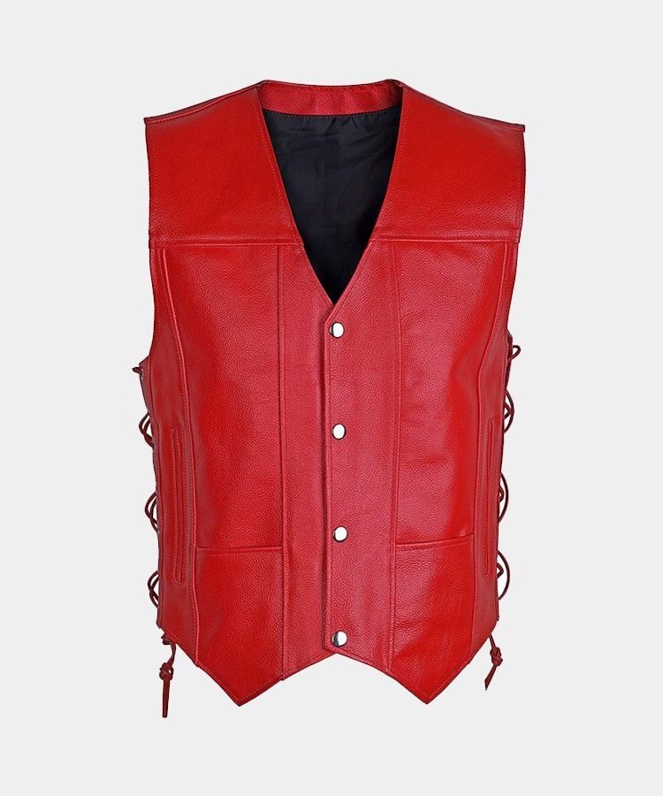 Biker Red Vest Genuine Leather
