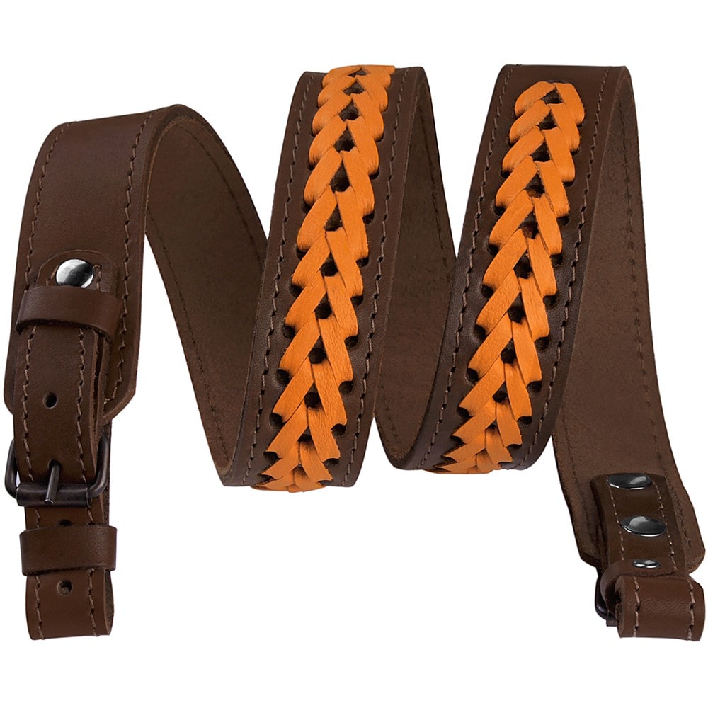 Leather Rifle Sling Brown Braided